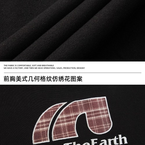 美式复古格纹印花连帽卫衣25春季款潮牌连帽衫宽松休闲情侣外套q图3