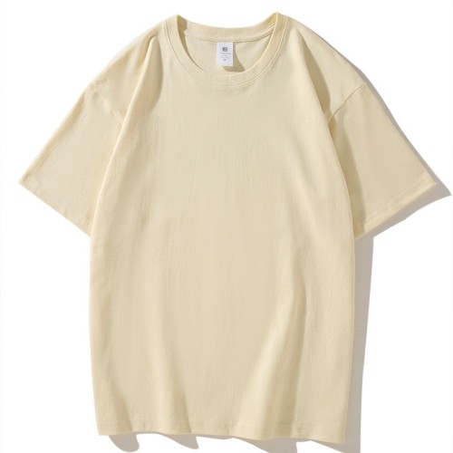 HX-815纯棉220g落肩T恤白色 宽松T恤夏季工作服班服diy圆领短袖图3