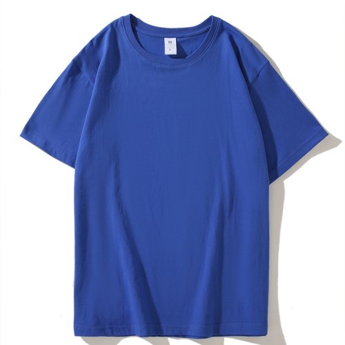 HX-815纯棉220g落肩T恤白色 宽松T恤夏季工作服班服diy圆领短袖图2