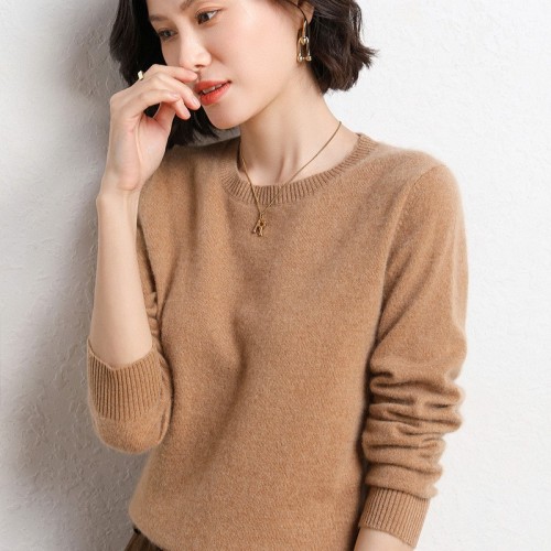 2024春秋新款圆领毛衣针织衫女长袖内搭宽松气质显瘦打底衫上衣图3