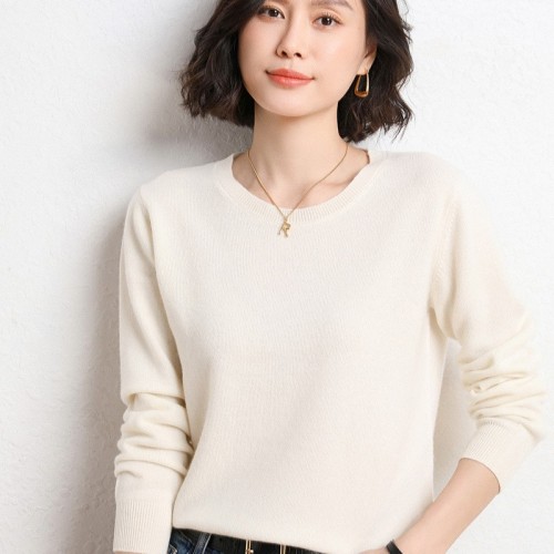 2024春秋新款圆领毛衣针织衫女长袖内搭宽松气质显瘦打底衫上衣图2