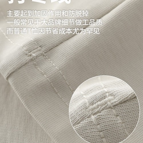 大码美版360g重磅小领口纯色T恤2024春夏新高品质oversize五分袖图3
