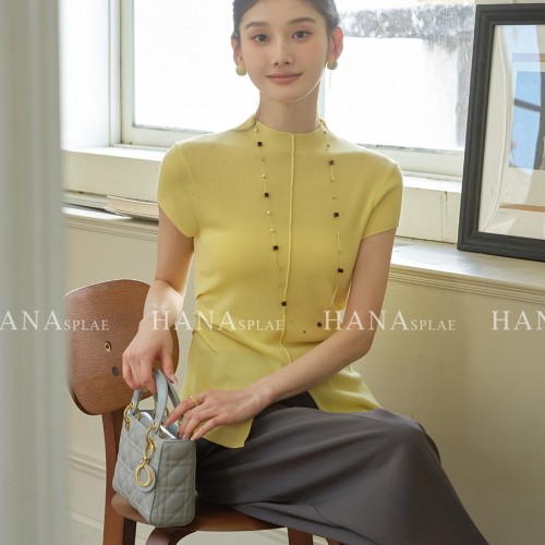 HANNA 含那莱赛尔女T恤设计感夏季新款精致简约圆领短袖上衣17677图3