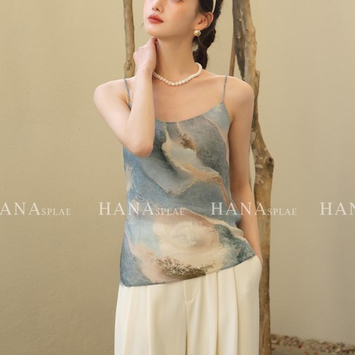 HANNA 含那多巴胺扎染背心吊带内搭春夏新款缎面外穿上衣H17193-1图3