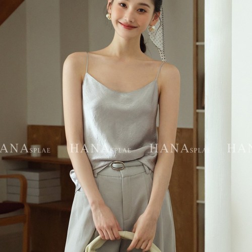 HANNA 含那吊带背心女内搭洋气时髦25夏季新款醋酸缎面外穿H17203图1