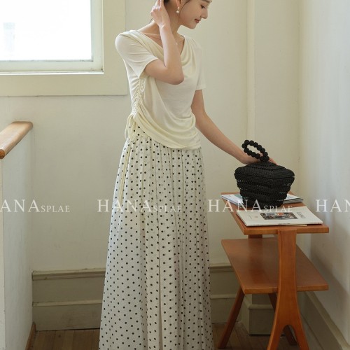 HANNA 含那广州十三行波点半身裙女夏季新款高腰显瘦A 字半裙H7282图2