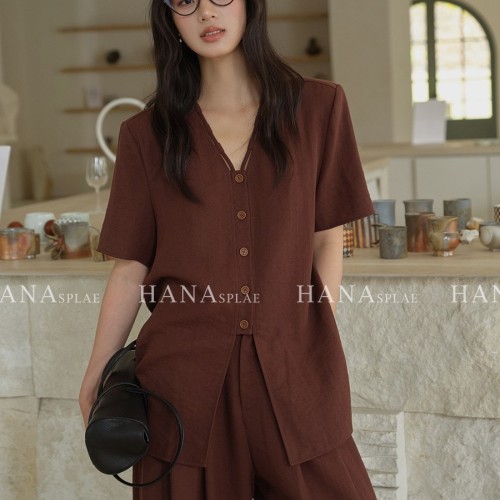 广州十三行夏款2025夏装上衣女高级感莱赛尔短袖V领开衫外穿17619图2