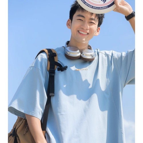 250g重磅印花短袖T恤男2025夏季索罗娜圆领刺绣半袖体恤衫青少年图2