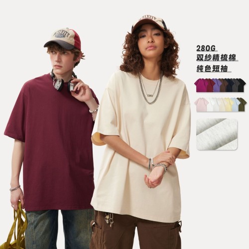 280G纯棉短袖t恤中性款夏季潮牌宽松半袖青少年上衣男生美式T恤图2