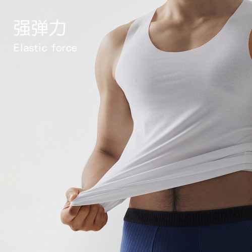 优可丝背心男夏季短袖新款随心裁无痕薄款修身弹力休闲无袖 t恤男图2