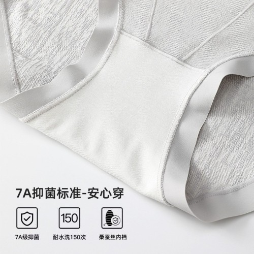 亚麻凉感内裤女夏季新款7A透气法式内裤蚕丝裆a类中腰女士三角裤图3
