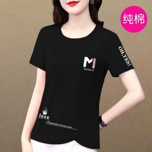 11色纯棉短袖T恤女装夏季新款显瘦洋气百搭休闲圆领套头上衣批发图3