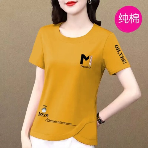 11色纯棉短袖T恤女装夏季新款显瘦洋气百搭休闲圆领套头上衣批发图2