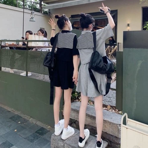三件套女夏季时尚小个子韩版新款Polo上衣披肩宽松显瘦裤裙套装潮图3