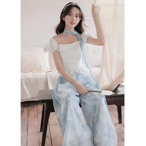 女装2025夏季十三行新改良新中式国风汉服甜美短袖上衣穿 搭阔腿裤