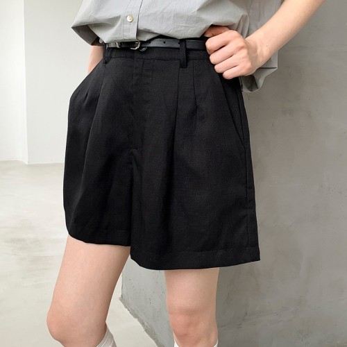 爱与南希十三行2025夏韩风天丝亚麻吸汗透气百搭休闲短裤女22499