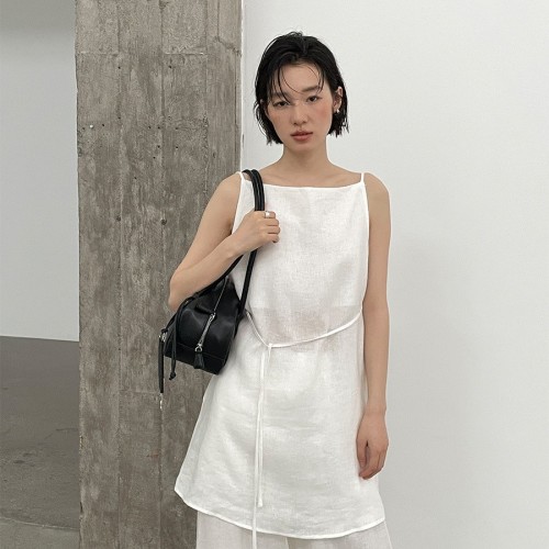 爱与南希广州十三行2025夏亚麻透气系带修身露背吊带背心女2 2163