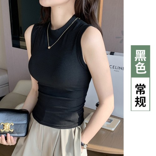 H520圆领螺纹打底衫女无袖背心吊带遮副乳外穿内搭上衣批发直播爆图1