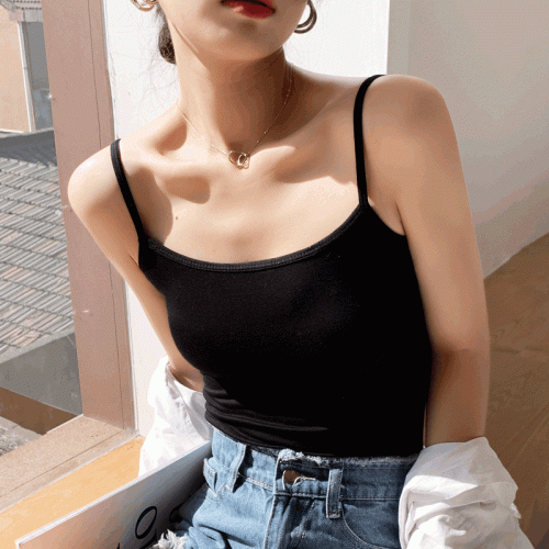 H715黑白色莫代尔打底小吊带背心女内搭美背夏季性感外穿潮设计感图2
