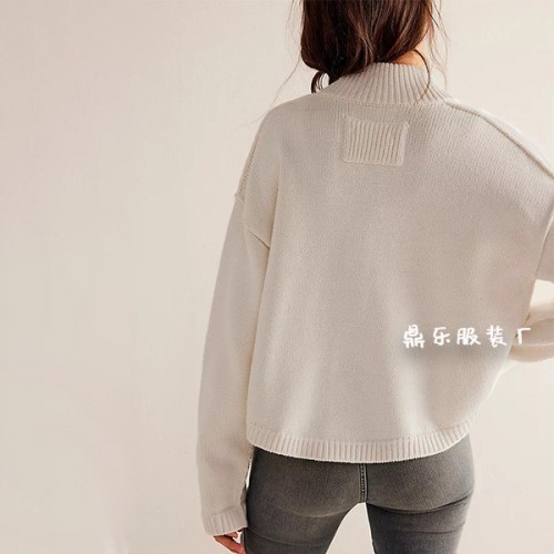 冬季欧美独立站速卖通热卖针织外套立领纯色开衫毛衣女装新款2025图3